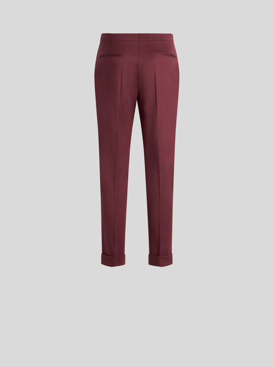 Shop Etro Cropped Stretch Wool Trousers In Burgundy