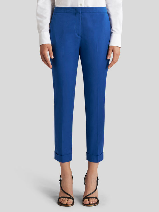 Shop Etro Cropped Stretch Cotton Trousers