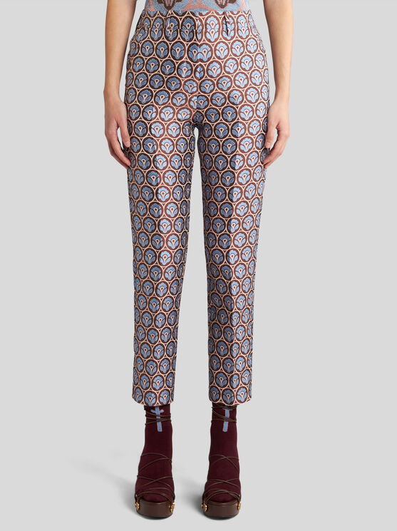 Shop Etro Hose Aus Glänzendem Jacquard In Hellblau