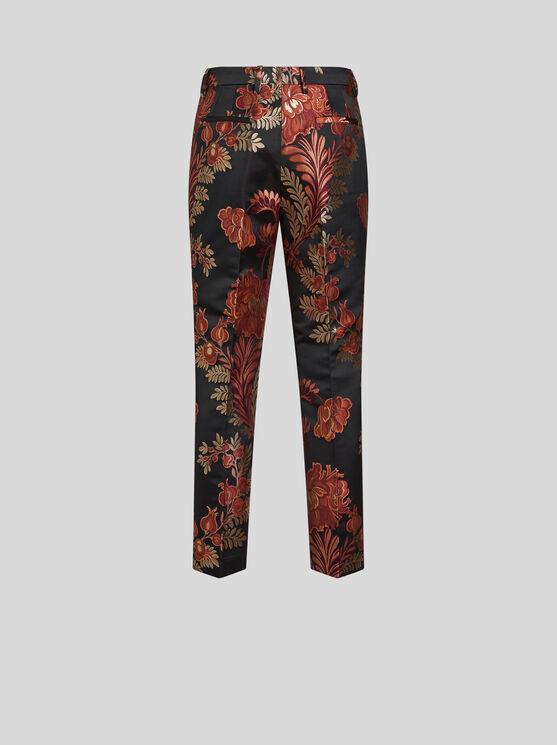 Shop Etro Jacquard Cigarette Trousers In Black