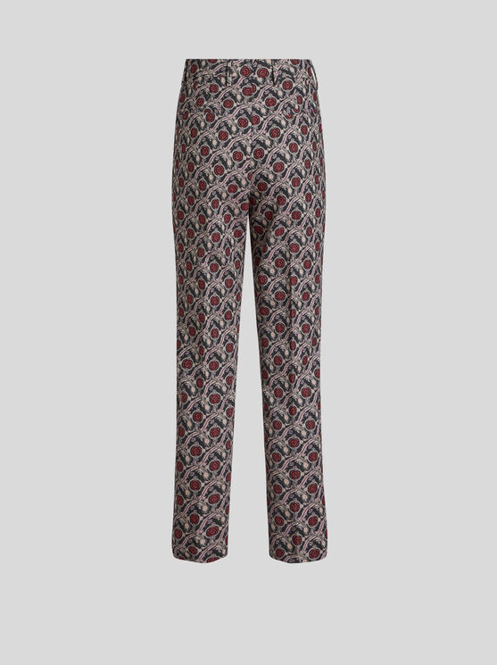 Shop Etro Jacquard Cigarette Trousers In Navy Blue