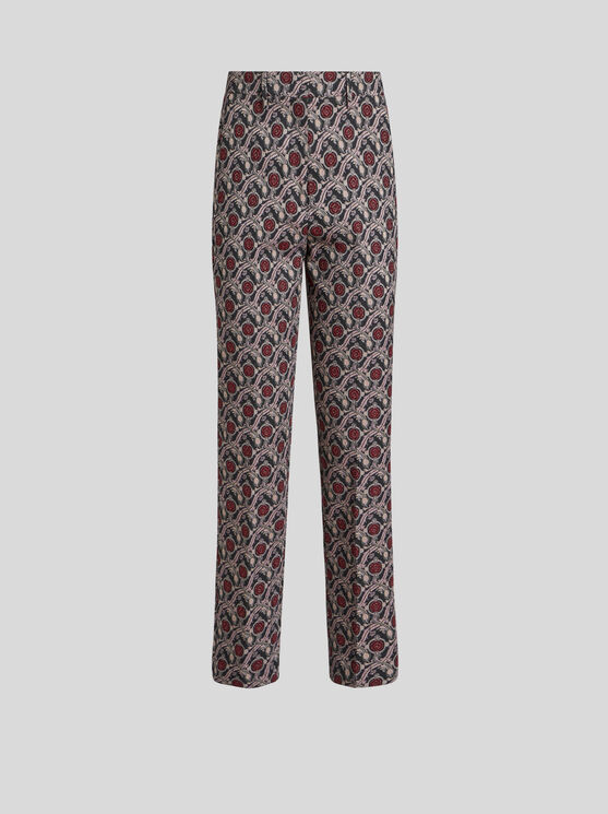 Shop Etro Jacquard Cigarette Trousers In Navy Blue