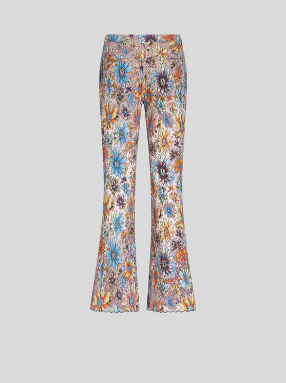 Shop Etro Floral Bouquet Flared Trousers In Multicolour