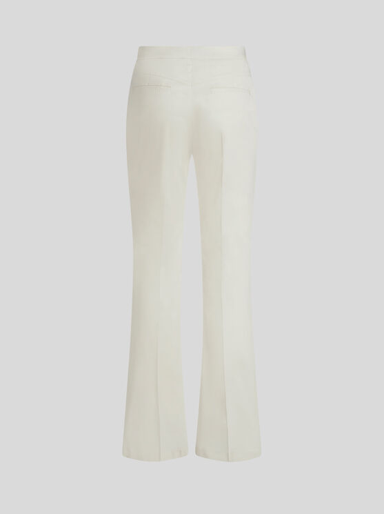 Shop Etro Flared Stretch Cotton Trousers In White