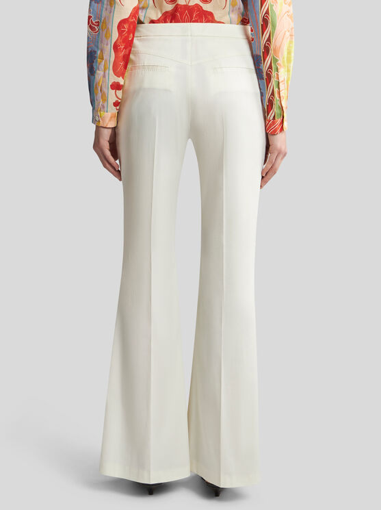 Shop Etro Flared Stretch Cotton Trousers In White