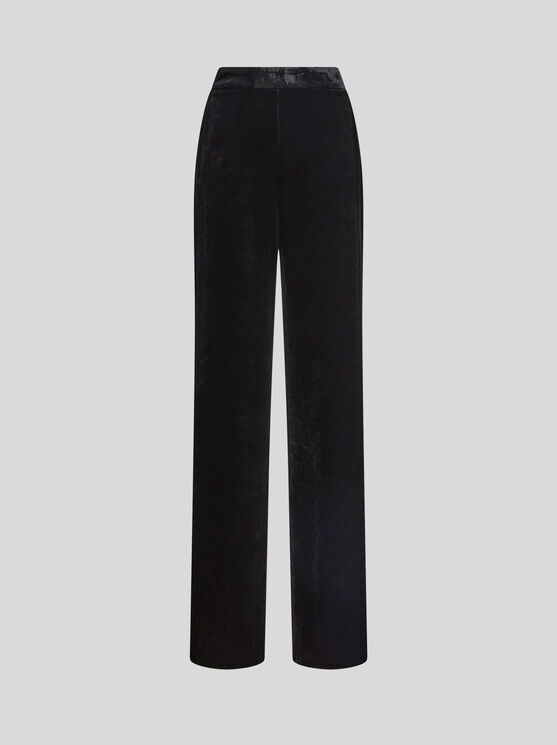 Etro , Velvet Palazzo Trousers, Woman, Black, Size 46 In Black