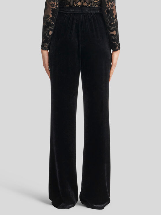 Etro , Velvet Palazzo Trousers, Woman, Black, Size 46 In Black