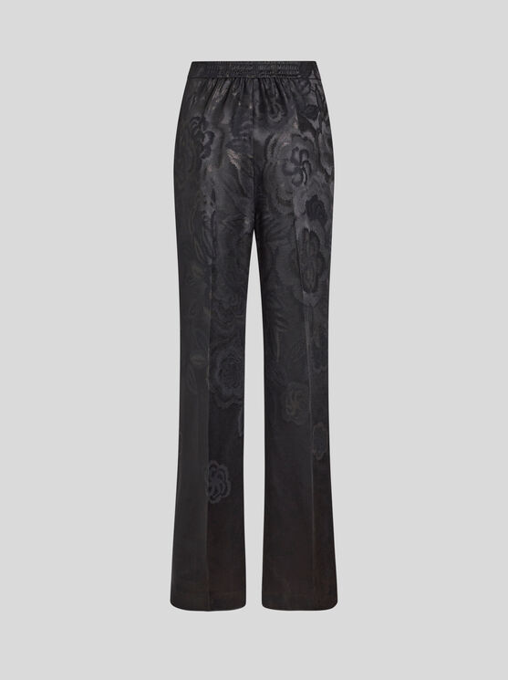 Shop Etro Jacquard Palazzo Trousers In Black