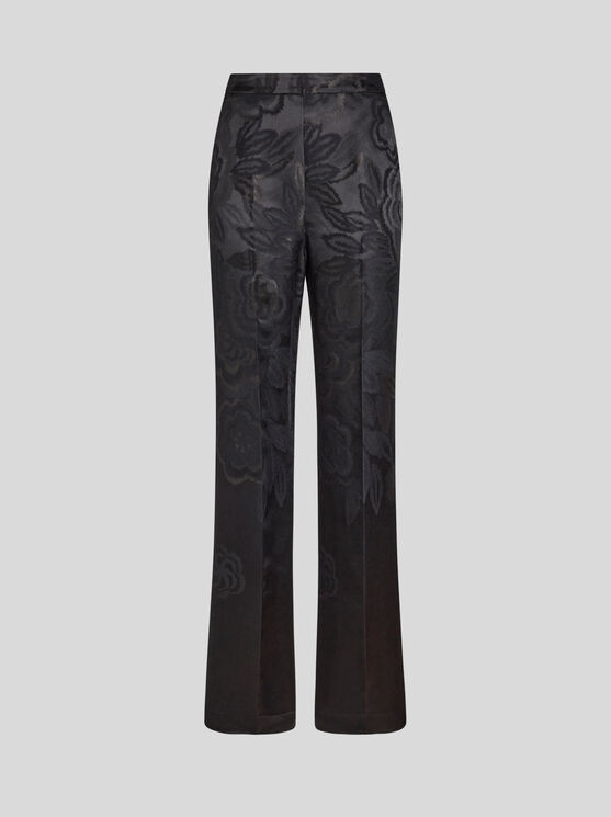 Shop Etro Jacquard Palazzo Trousers In Black