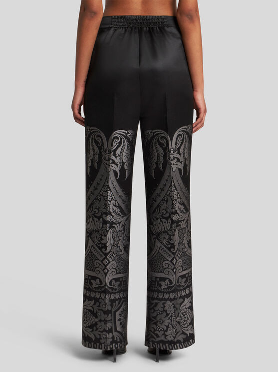 Shop Etro Silk Jacquard Palazzo Trousers In Grey