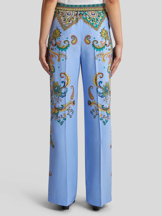 Etro Women Floral Print Pants In Light Blue