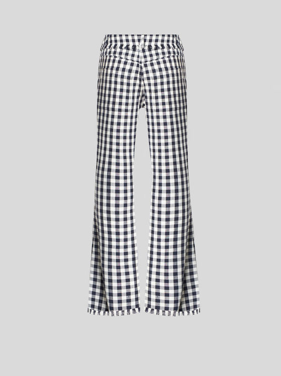 Shop Etro Slim-fit Gingham Trousers In Navy Blue