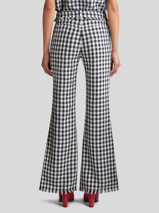 Shop Etro Slim-fit Gingham Trousers In Navy Blue