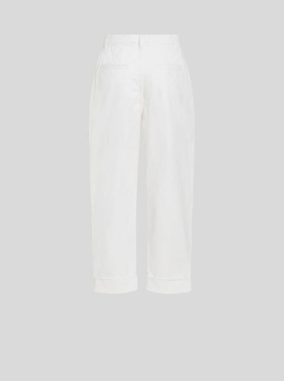 Shop Etro Cropped Chino Trousers In White