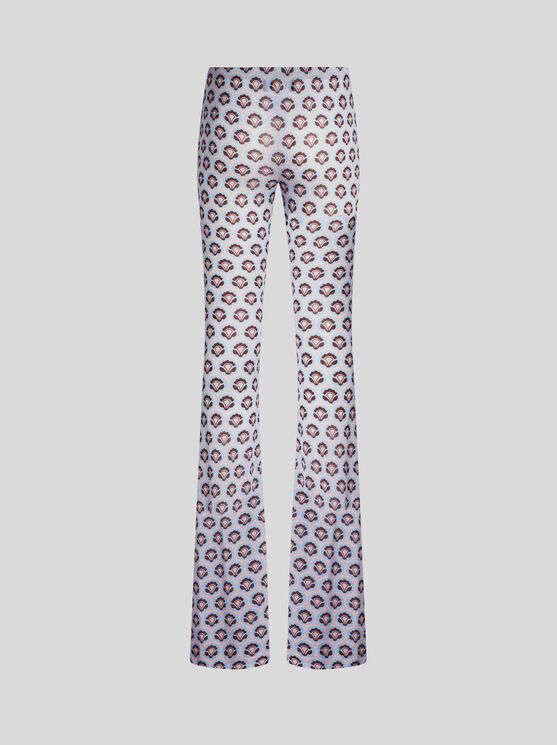 Shop Etro Printed Jersey Trousers In Light Blue