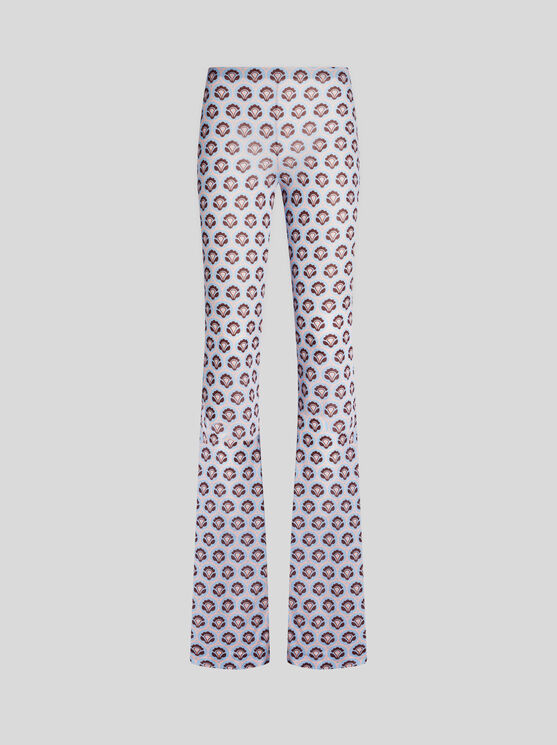 Shop Etro Printed Jersey Trousers In Light Blue