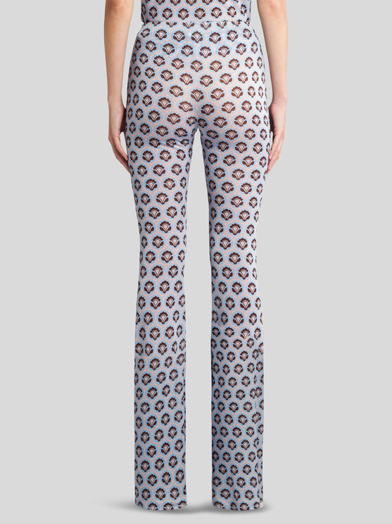 Shop Etro Printed Jersey Trousers In Light Blue