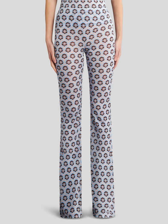 Shop Etro Printed Jersey Trousers In Light Blue