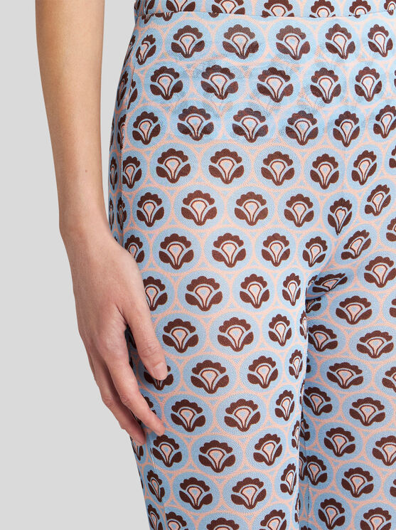 Shop Etro Printed Jersey Trousers In Light Blue