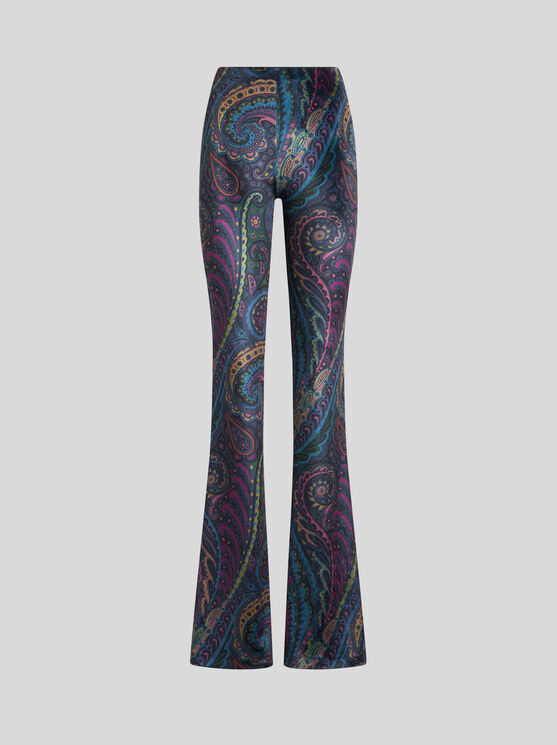 Etro , Flared Printed Chenille Trousers, Woman, Size 48 In Multi