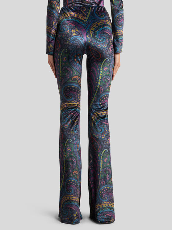 Etro , Flared Printed Chenille Trousers, Woman, Size 48 In Multi