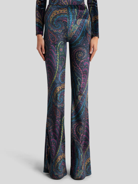 Etro , Flared Printed Chenille Trousers, Woman, Size 48 In Multi