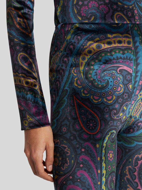 Etro , Flared Printed Chenille Trousers, Woman, Size 48 In Multi