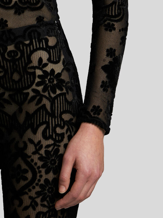 Shop Etro Tulle And Jacquard Velvet Trousers In Black