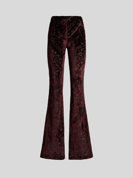 Etro Flared Trousers With Jacquard Effect In Burgundy