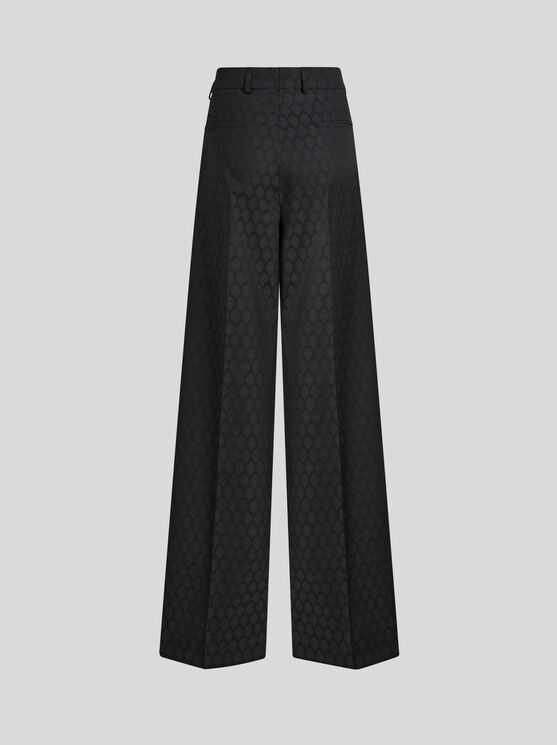 Shop Etro Jacquard Trousers In Black