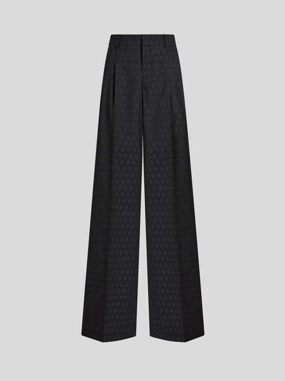 Shop Etro Jacquard Trousers In Black