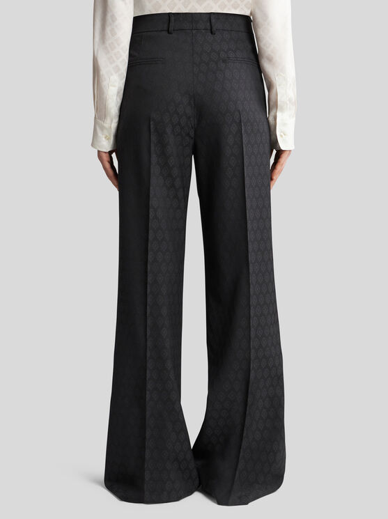 Shop Etro Jacquard Trousers In Black