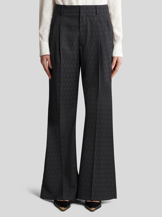 Shop Etro Jacquard Trousers In Black