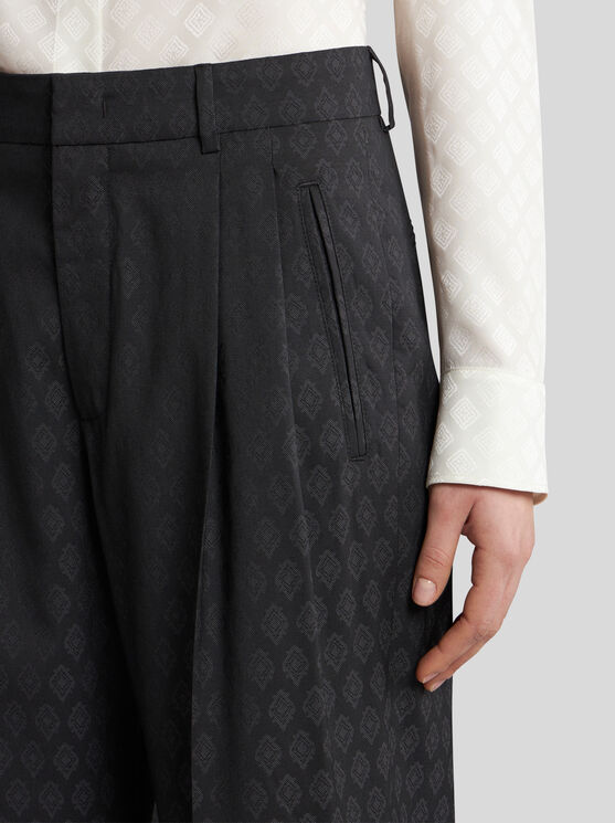 Shop Etro Jacquard Trousers In Black