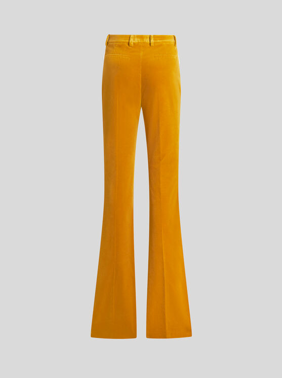 Shop Etro Velvet Trousers In Yellow