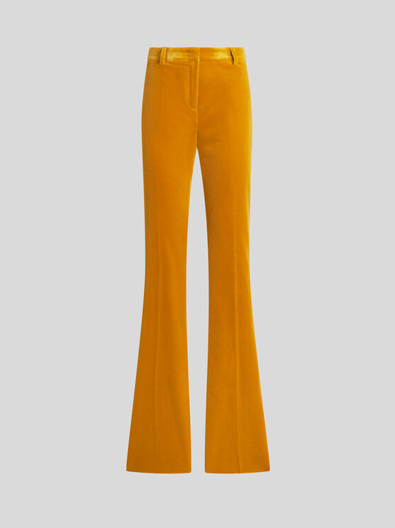 Shop Etro Velvet Trousers In Yellow