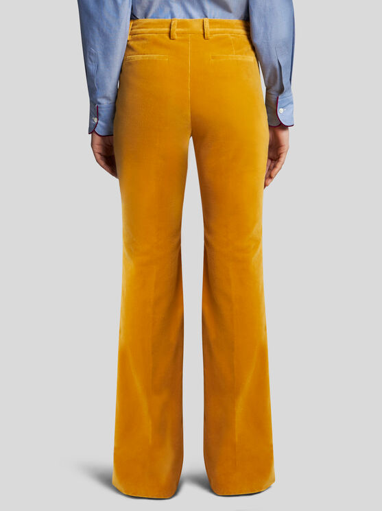 Shop Etro Velvet Trousers In Yellow