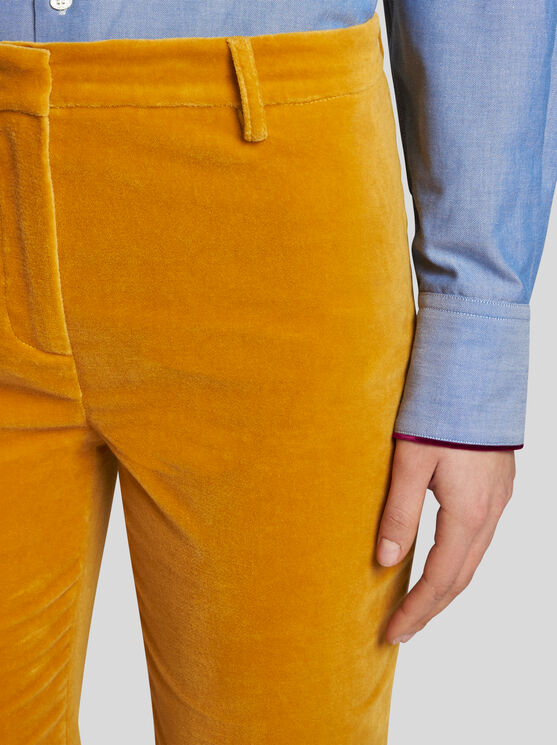 Shop Etro Velvet Trousers In Yellow