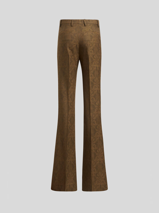 Shop Etro Jacquard Trousers In Braun