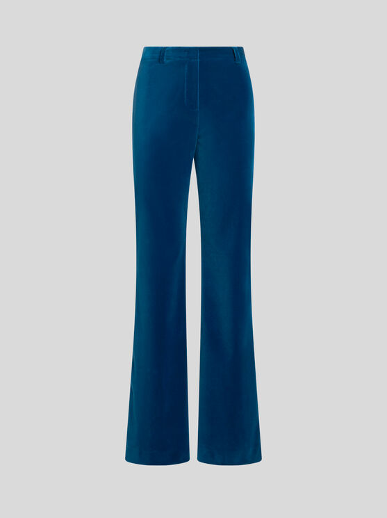 Etro Velvet Flared Trousers In Blue