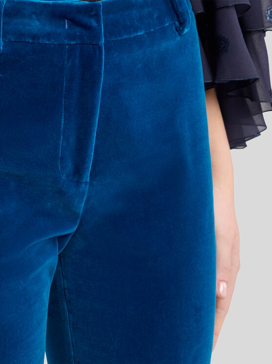 Etro Velvet Flared Trousers In Blue