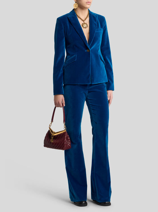 Etro Velvet Flared Trousers In Blue