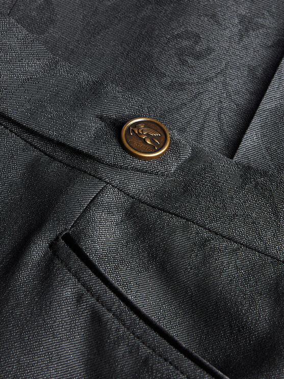 Shop Etro Jacquard Trousers With Pegaso Buttons In Grey