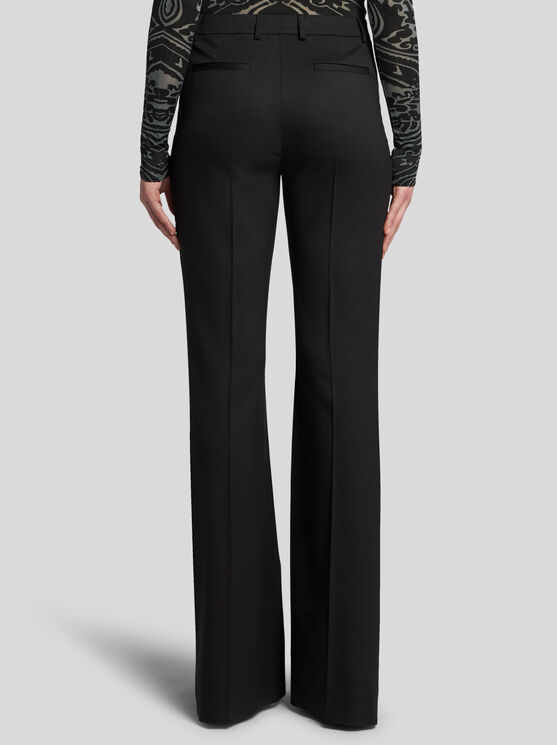 Shop Etro Stretch Wool Trousers In Black