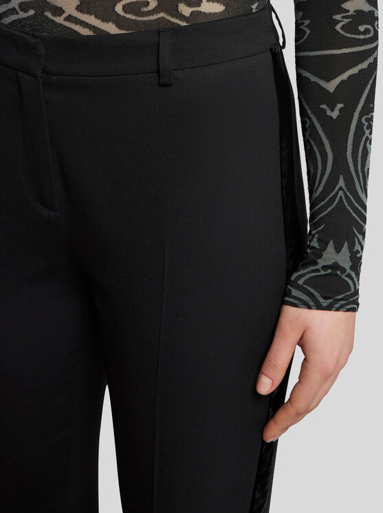 Shop Etro Stretch Wool Trousers In Black