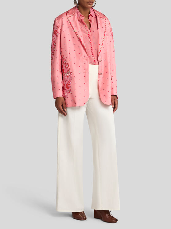 Etro , Trousers With Pegaso Buttons, Woman, White, Size 44 In White