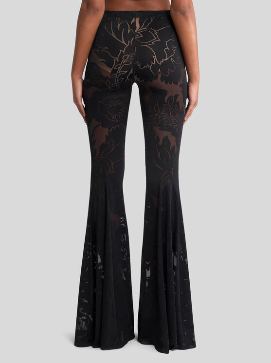 ETRO , BURNOUT STRETCH JERSEY FLARED TROUSERS, WOMAN, BLACK, SIZE 40