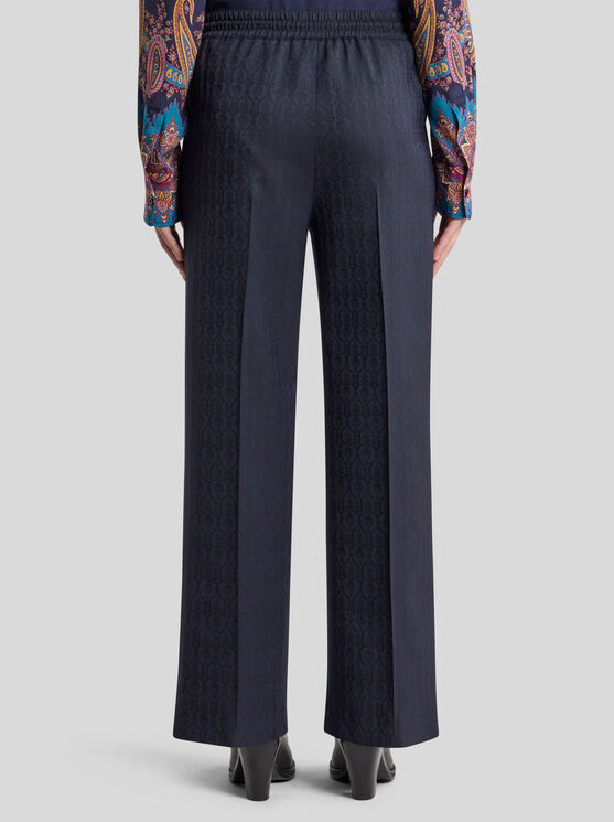 Etro Wool Jacquard Jogging Trousers In Blue