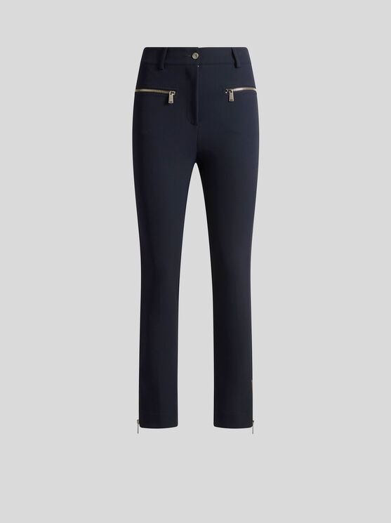 Etro Slim-fit Trousers With Zip In Blue