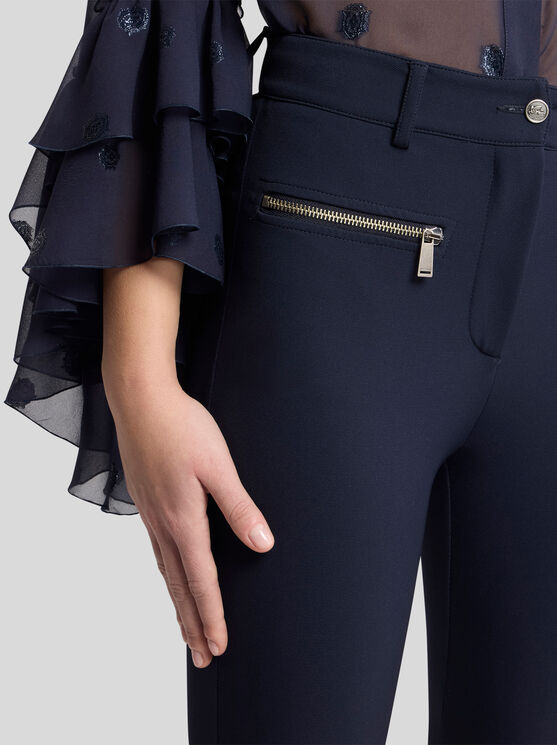 Etro Slim-fit Trousers With Zip In Blue